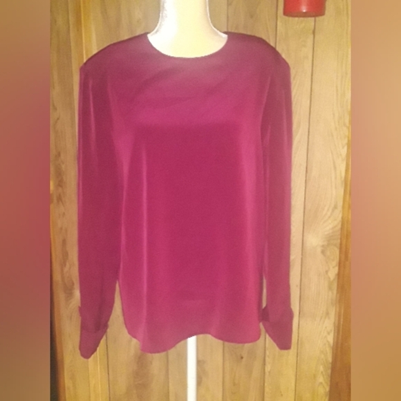 Womans Red Long Size 1S Sleeved Elegant Blouse - Picture 1 of 3